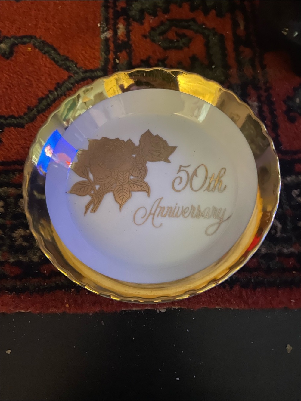 Lovely Gold Trim 50th Anniversary Dish